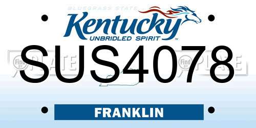 SUS4078 Kentucky License Plate