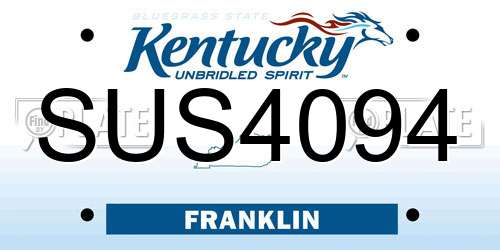 SUS4094 Kentucky License Plate