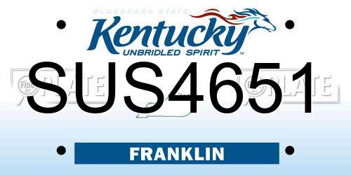 SUS4651 Kentucky License Plate