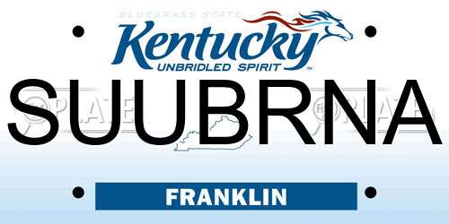 SUUBRNA Kentucky License Plate