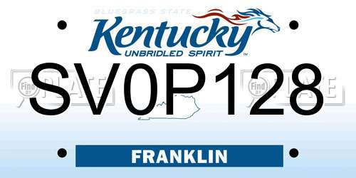 SV0P128 Kentucky License Plate