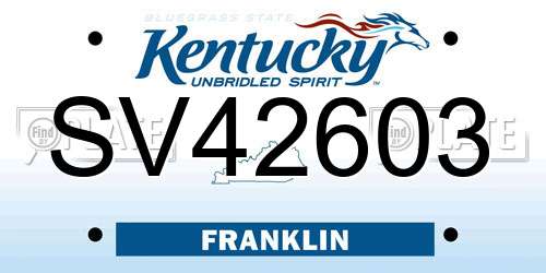 SV42603 Kentucky License Plate