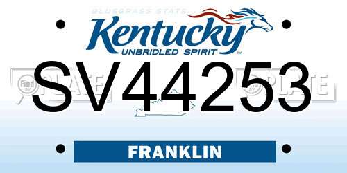 SV44253 Kentucky License Plate