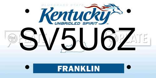 SV5U6Z Kentucky License Plate