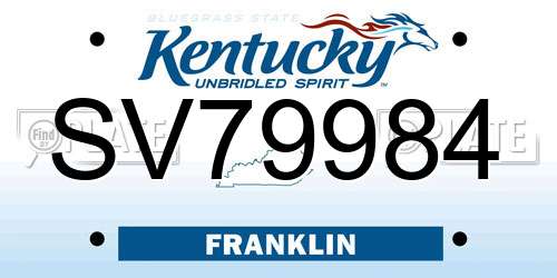SV79984 Kentucky License Plate