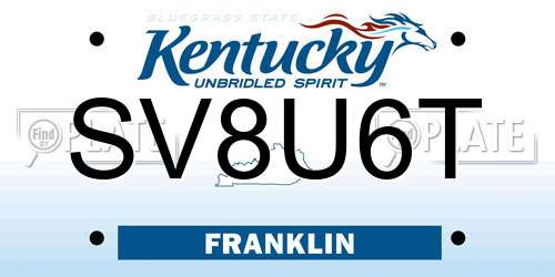 SV8U6T Kentucky License Plate