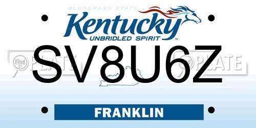 SV8U6Z Kentucky License Plate