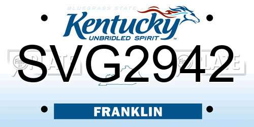 SVG2942 Kentucky License Plate