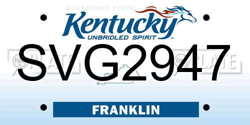 SVG2947 Kentucky License Plate
