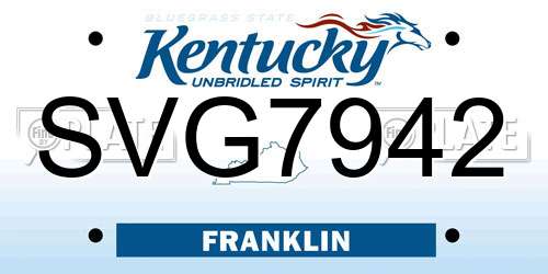 SVG7942 Kentucky License Plate