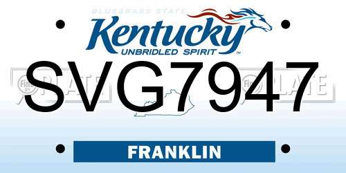 SVG7947 Kentucky License Plate