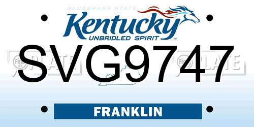 SVG9747 Kentucky License Plate