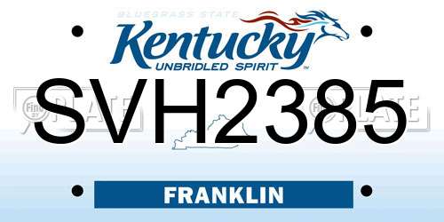 SVH2385 Kentucky License Plate