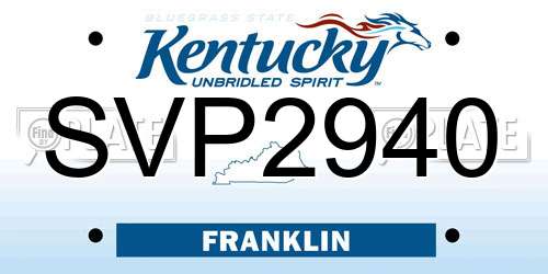 SVP2940 Kentucky License Plate
