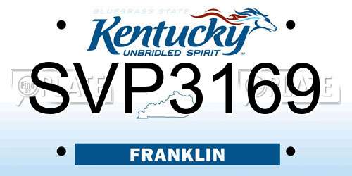SVP3169 Kentucky License Plate