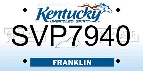 SVP7940 Kentucky License Plate