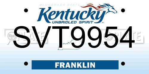 SVT9954 Kentucky License Plate