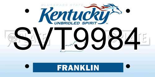 SVT9984 Kentucky License Plate
