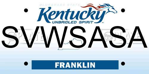 SVWSASA Kentucky License Plate