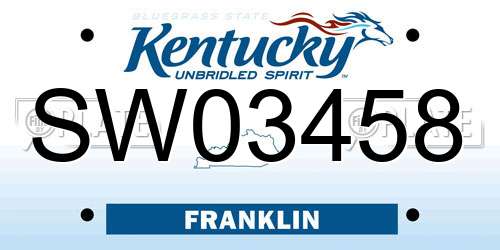 SW03458 Kentucky License Plate