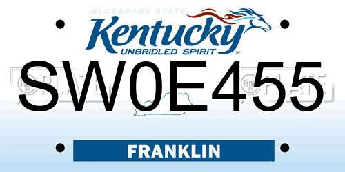 SW0E455 Kentucky License Plate