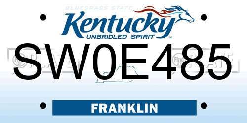 SW0E485 Kentucky License Plate