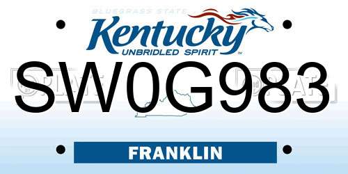 SW0G983 Kentucky License Plate