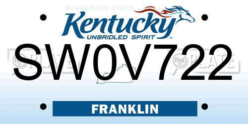 SW0V722 Kentucky License Plate