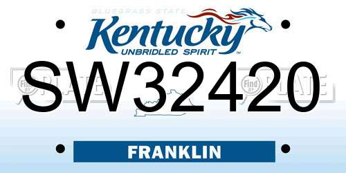 SW32420 Kentucky License Plate
