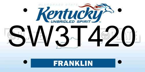 SW3T420 Kentucky License Plate