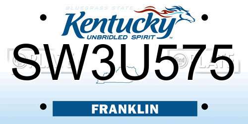 SW3U575 Kentucky License Plate