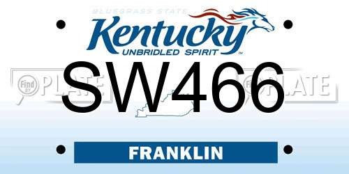 SW466 Kentucky License Plate