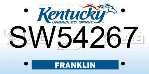 SW54267 Kentucky License Plate
