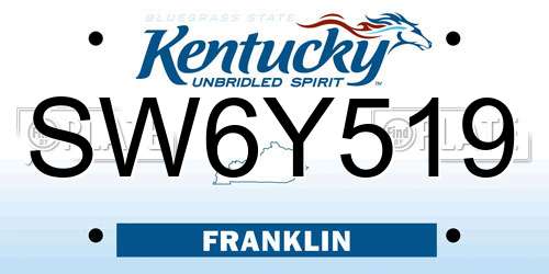 SW6Y519 Kentucky License Plate