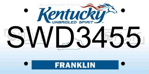 SWD3455 Kentucky License Plate