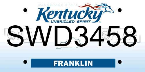 SWD3458 Kentucky License Plate