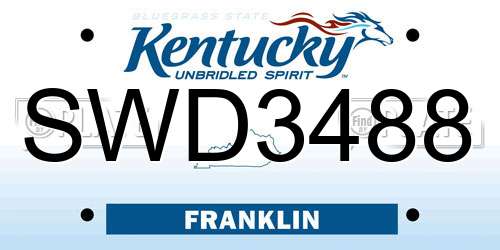 SWD3488 Kentucky License Plate