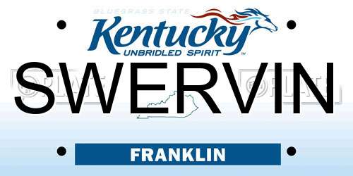 SWERVIN Kentucky License Plate