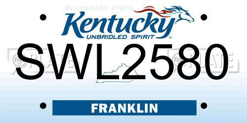 SWL2580 Kentucky License Plate