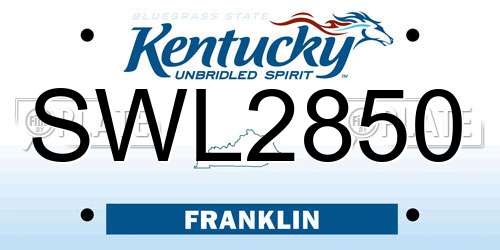 SWL2850 Kentucky License Plate