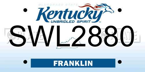 SWL2880 Kentucky License Plate