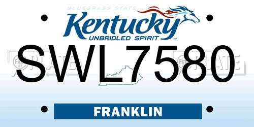 SWL7580 Kentucky License Plate
