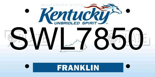 SWL7850 Kentucky License Plate
