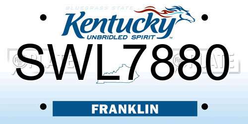 SWL7880 Kentucky License Plate