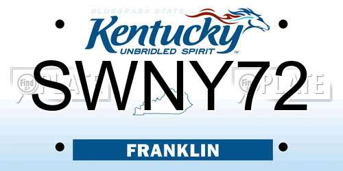SWNY72 Kentucky License Plate