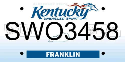 SWO3458 Kentucky License Plate