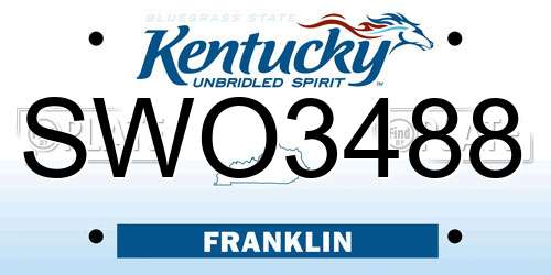 SWO3488 Kentucky License Plate