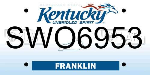SWO6953 Kentucky License Plate