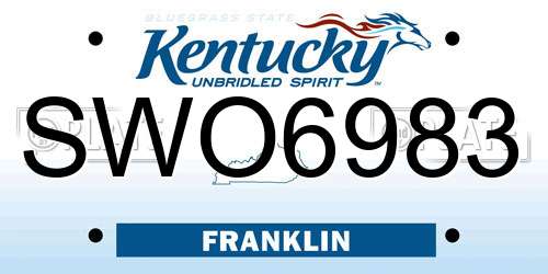 SWO6983 Kentucky License Plate