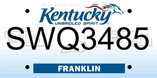 SWQ3485 Kentucky License Plate